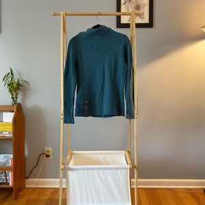 Prana Teal Turtleneck Sweater with Button Detail
